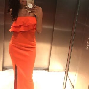 Asos bright orange scuba material sleeveless maxi dress